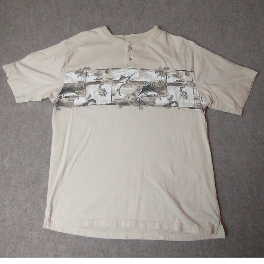 Reel Legends Marlin Graphic T-Shirt. Men's Large. Sandstone.